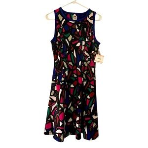 NEW Anne Klein Fit & Flare Geometric Midi Dress Size 10